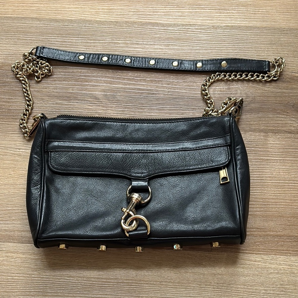 Black Rebecca Minkoff Leather Chain Strap Bag